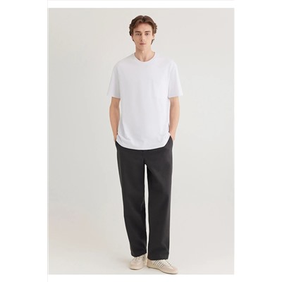 Mavi Cep Detaylı Beyaz Basic Tişört Loose Fit / Bol Rahat Kesim 066248-620