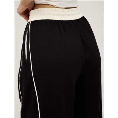 Черные широкие брюки с кантом