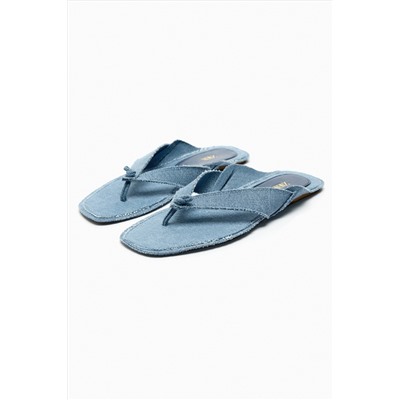 FRAYED FLAT SLIDER SANDALS