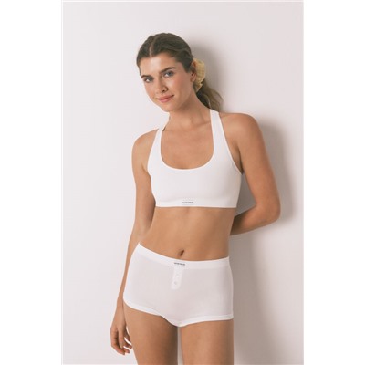 Top sin costuras LOVELY cuadrillé blanco