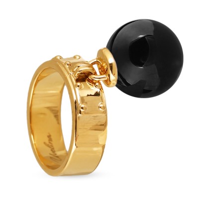 Кольцо (Майорка 14мм черный глянец; покрытие золото), Есть комплект