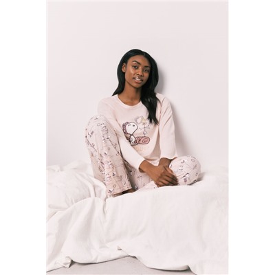 Pijama largo rosa algodón Snoopy
