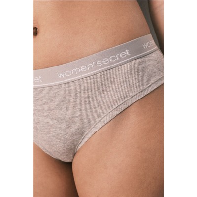 Braga brasileña ancha algodón canalé marrón