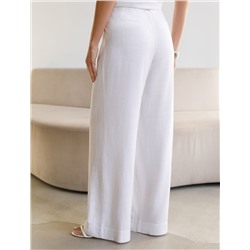 Свободные брюки палаццо на эластичном поясе изо льна с вискозой