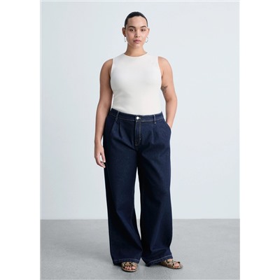 Jeans wideleg pinzas rinse wash