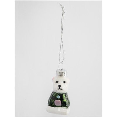 Игрушка елочная, 4 см, стекло, зеленая, Собака, New year