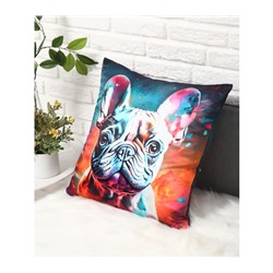 Декоративная атласная наволочка "Бульдог" 45х45см интерьерная