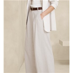 LINEN-BLEND WIDE-LEG PLEATED TROUSER