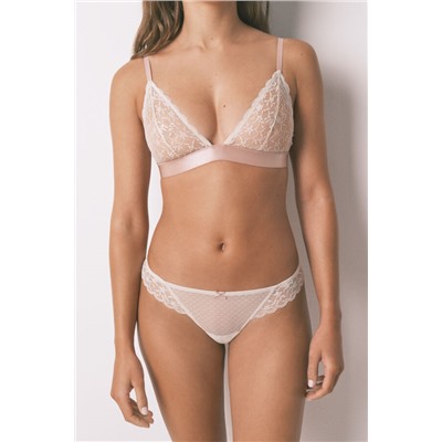 Tanga encaje cintura gris