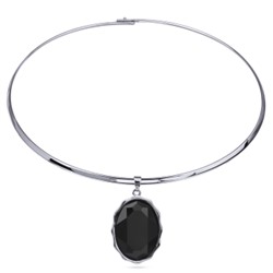 Колье Сияние (кристаллы SW черные; покрытие родий) 42см, Есть комплект