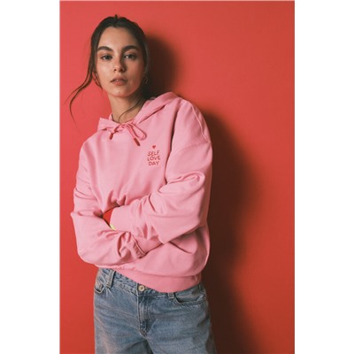 Sudadera capucha felpa algodón rosa