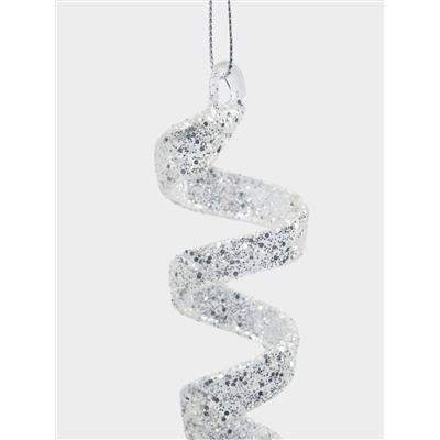 Игрушка елочная, 15 см, 2 шт, стекло, серебристая, Сосулька, New year