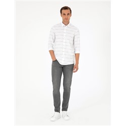 Bej Slim Fit Uzun Kollu Gömlek