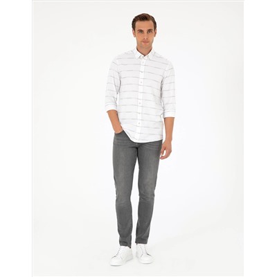 Bej Slim Fit Uzun Kollu Gömlek