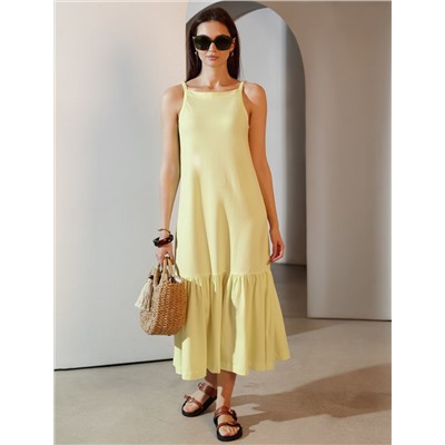 Летнее платье миди из гладкого эластичного хлопка