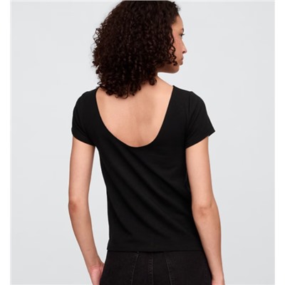 Boatneck Open-Back T-Shirt