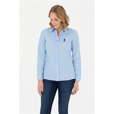 Kadın Mavi Uzun Kollu Basic Gömlek