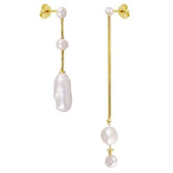 Серьги (жемчуг барочный белый; покрытие золото), Есть комплект