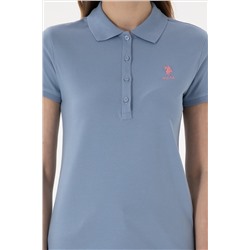 Kadın Mavi Basic Polo Yaka Tişört