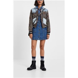 Cazadora bomber tweed y denim