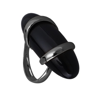 Кольцо (смола черная; покрытие черный родий), Есть комплект