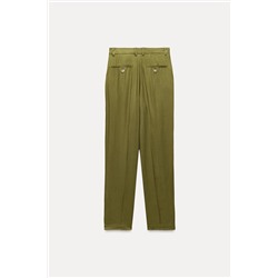 LINEN BLEND DARTED TROUSERS