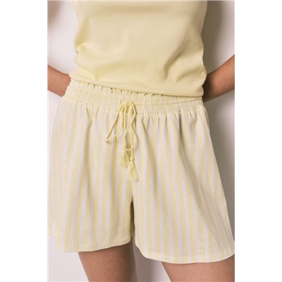 Pijama corto algodón amarillo escote cuadrado