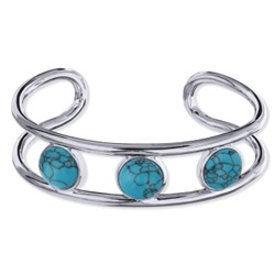 Браслет Самоцветы (бирюза; покрытие родий), Есть комплект