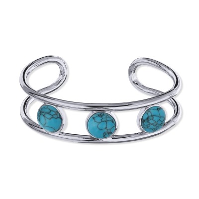 Браслет Самоцветы (бирюза; покрытие родий), Есть комплект