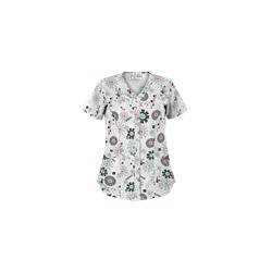 UA Honeycombs And Flowers Pewter Scrub Top