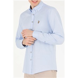 Erkek Açık Mavi Uzun Kollu Basic Gömlek