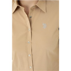 Kadın Kum Uzun Kollu Basic Gömlek