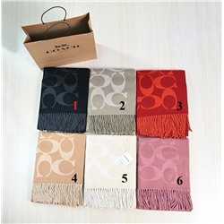 Зимний теплый и уютный шерстяной шарф с жаккардовым узором и надписью с подарочным пакетом COAC*H