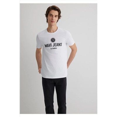 Mavi Jeans Baskılı Beyaz Tişört Slim Fit / Dar Kesim 066195-620