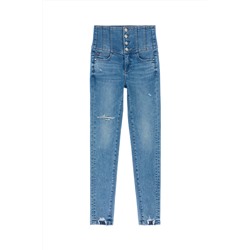Vaquero skinny fit de tiro alto Azul claro