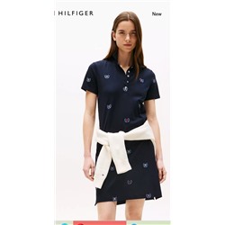 Allover Crest Stretch Polo Dress