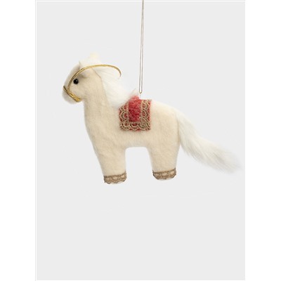 Игрушка елочная, 17 см, пенопласт/полиэстер, молочно-красная, Лошадка, New year
