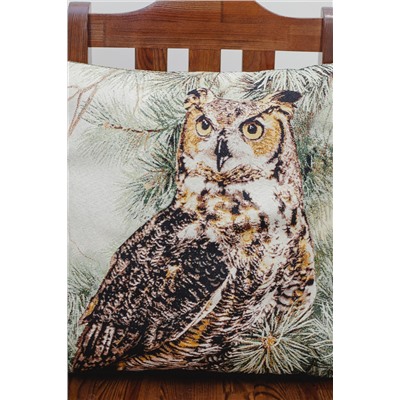 Наволочка 50х50 Филин с зеленой веткой