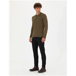Siyah Slim Fit Kanvas Pantolon
