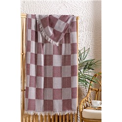 Valezium Dama Desenli Peştamal Plaj Havlusu 70x155 Cm bordo