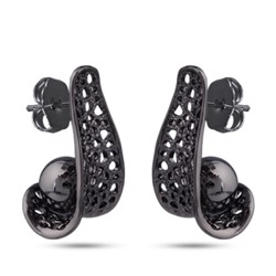 Серьги (Майорка 10мм черный металлик; покрытие черный родий), Есть комплект