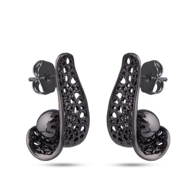 Серьги (Майорка 10мм черный металлик; покрытие черный родий), Есть комплект