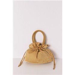 Bolso neceser satén estampado mostaza