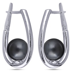 Серьги (Майорка 12мм черная матовая; покрытие родий), Есть комплект