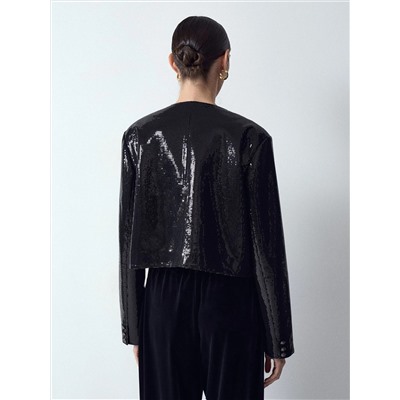 Укороченный жакет с пайетками, ML827/lustrini