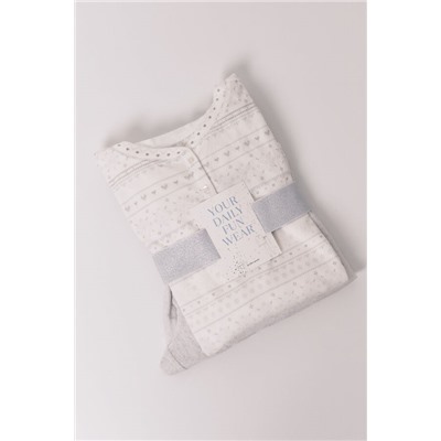 Pijama largo polar suave cenefas gris