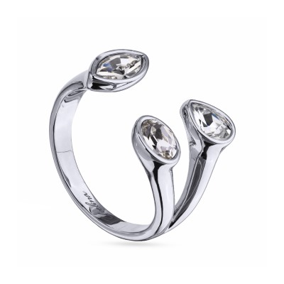 Кольцо Эйва (кристаллы SW белые; покрытие родием), Есть комплект