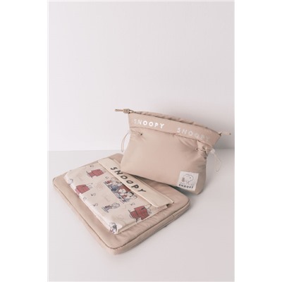 Neceser mediano acolchado beige Snoopy