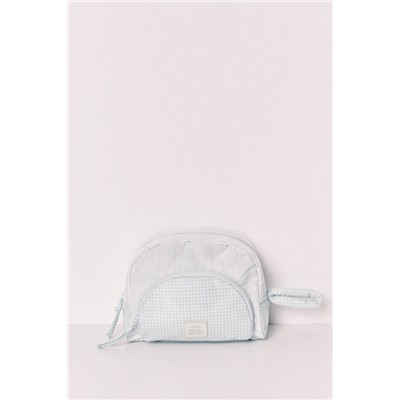 Neceser acolchado cuadros y rayas verde