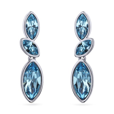 Серьги Эдем (кристаллы SW аквамарин; покрытие родий), Есть комплект